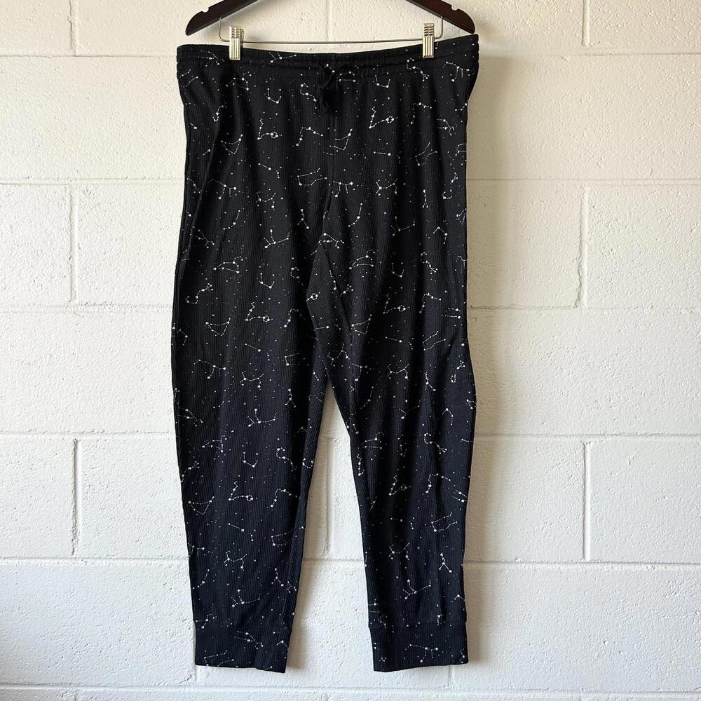 Jenni Intimates Black Stars Moon Astrology Thermal Sweatpants Women's XL